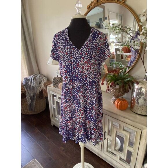 Tyler Boa Red and Blue Geo Dress (Small) NWOT - Picture 1 of 3